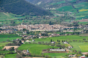 Fototapeta na wymiar Norcia Landscape in Sibillini mountains National Park in Umbria Region Italy