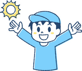 熱中症対策で帽子をかぶる子ども