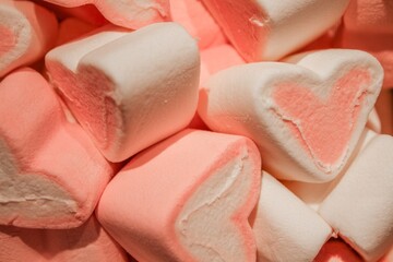 Fototapeta na wymiar Bunch of Pink and white hearts marshmallow