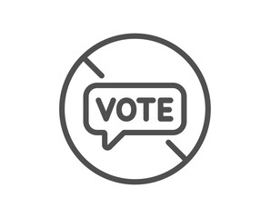 Stop voting line icon. Do not vote sign. No public election symbol. Quality design element. Linear style stop voting icon. Editable stroke. Vector