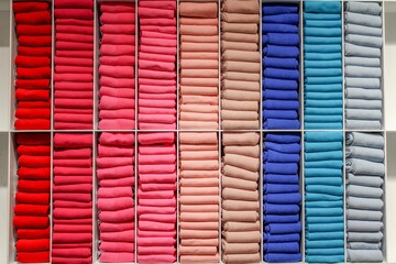 Pile of red, pink, blue socks