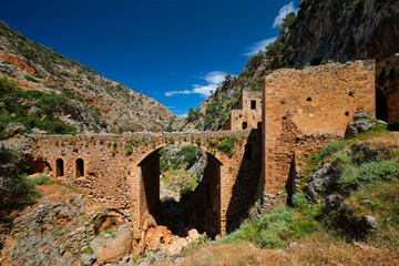 Riuns of Katholiko monastery, Chania region on Crete island, Greece