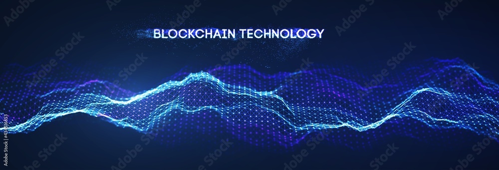 Poster eps 10. blockchain technology background. cryptocurrency fintech block chain network and programming