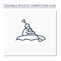 Rowing line icon. Racing boats using oars. Water sport. Athletic competition concept. Isolated vector illustration. Editable stroke