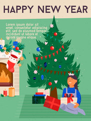 Vector poster of Happy New Year concept