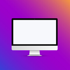 Realistic Monitor Design. Vector Illustration. Mock Up Isolated