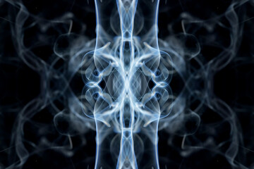 abstract graphics black blue fractal reflection symbol, design effect meditation background