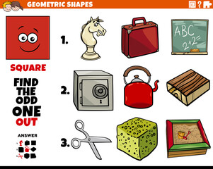 square shape educational odd one out task for kids