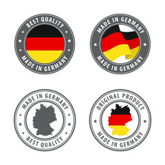 Made in Germany - set of labels, stamps, badges, with the Germany map and flag. Best quality. Original product.