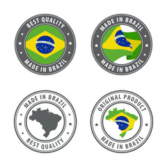 Made in Brazil - set of labels, stamps, badges, with the Brazil map and flag. Best quality. Original product.