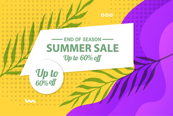 Fototapeta na wymiar Summer sale banner template, Summer sale bright background for your advertisement