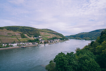 Fototapeta na wymiar Aerial photography of the romantic Rhine Valley, cultural heritage