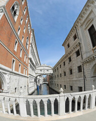 famous Bridge of Sighs in Venice photographed without any person in Italy