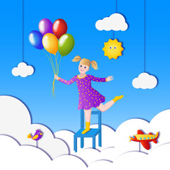 girl with balloons