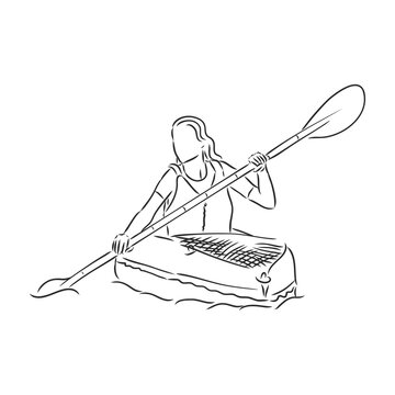 recommend clip art: Kayak with paddle hand drawn outline doodle icon. Kayaking vector sketch illustration for print, web, mobile and infographics isolated on white background.