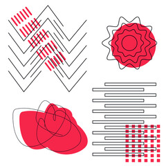 Set 1 of geometric shapes, ovals and cylinders, background and web banner.