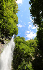 foaming waterfall with fresh water that flows