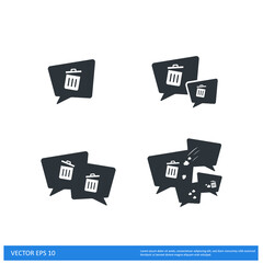 talk trash bin icon vector simple design element 