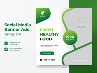 Fresh Healthy Food Social Media Banner Ads Promotion Template