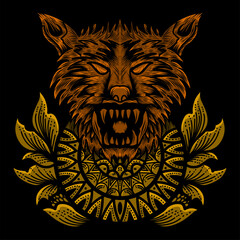 graphic design. wolf head ornament for background, sticker, t-shirt, etc. vector illustration