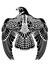 bird falcon eagle black and white drawing suitable for tattoo and artistic decorative panels