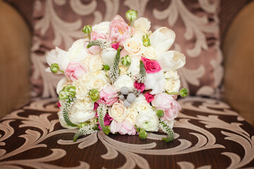 Tender Bride's bouquet with delicate tea roses