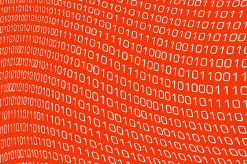 Digital world. Binary code with zeros and ones on a computer screen. Virtual realtiy.