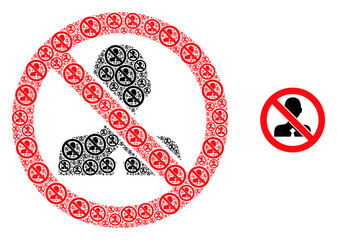 No clerk icon mosaic is created from random itself no clerk parts. Recursive vector mosaic from no clerk elements.