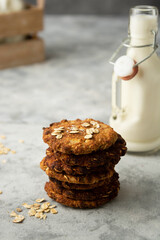 Healthy cookies. Homemade oat and banana biscuits. Low carb and sugar free snack.