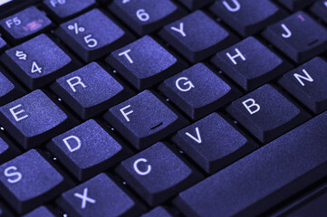 Closeup of Laptop Keyboard horizontally composed, top view.