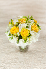 Tender Bride's bouquet in yellow and white colors