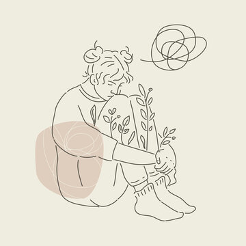 recommend clip art: Teenage Girl Sitting In Depression