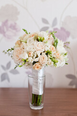 Tender Bride's bouquet with delicate tea roses