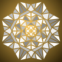 Monochrome mosaic pattern on a golden background. Vector illustration.