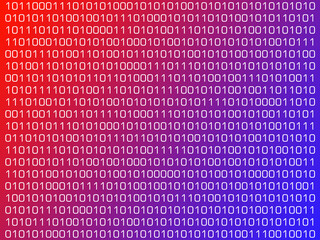 Digital world. Binary code with zeros and ones on a computer screen. Virtual realtiy.