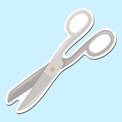 Sewing scissors Hand drawn illustration. Vector clipart, nice icon
