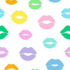 Seamless pattern lips silhouettes colorful vector illustration