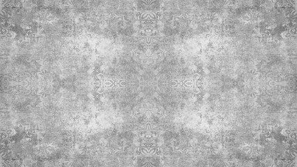 Old bright white gray grey vintage shabby patchwork damask ornate motif tiles stone concrete cement wall wallpaper texture background