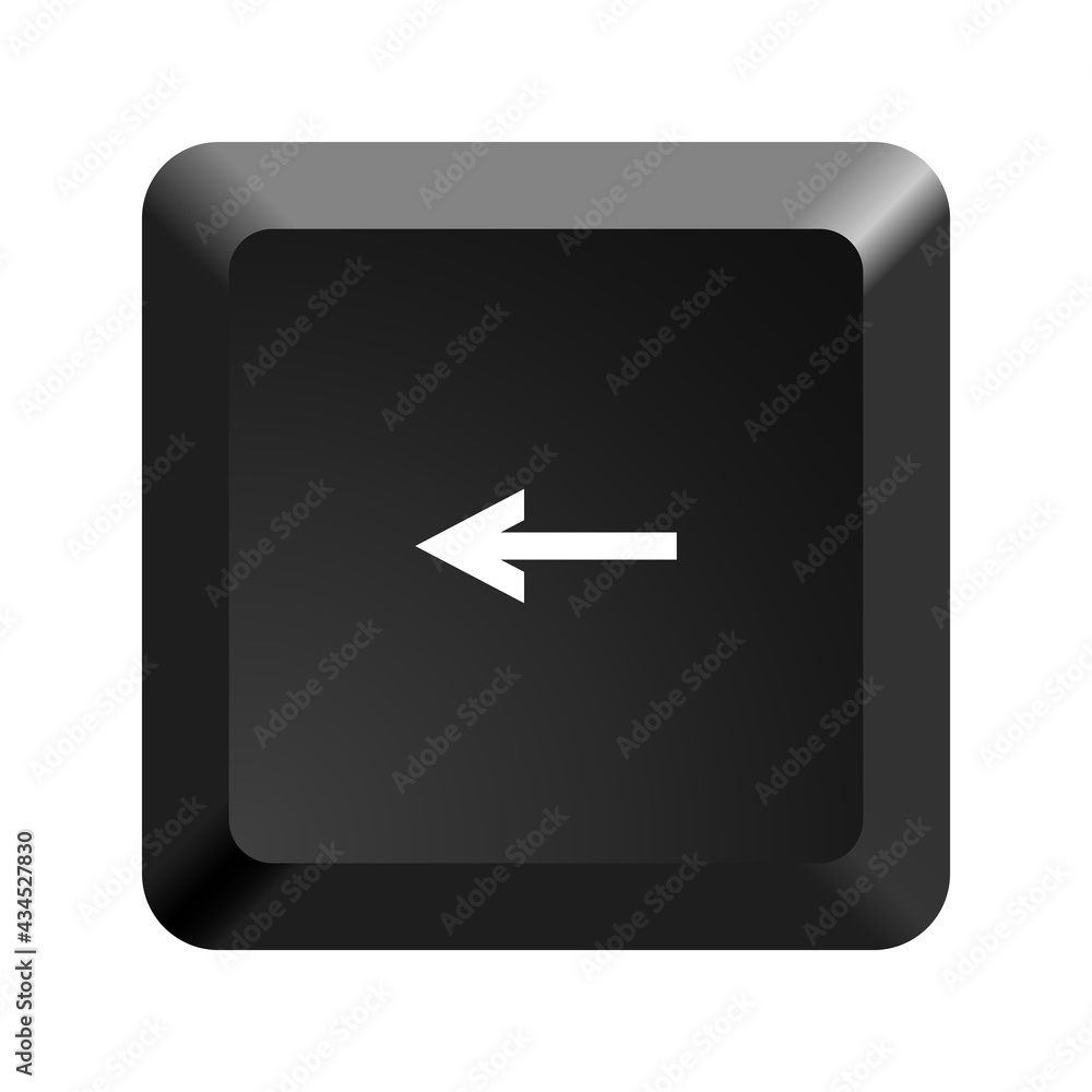 Fototapete button with left arrow symbol . black computer keyboard. icon vector illustration.