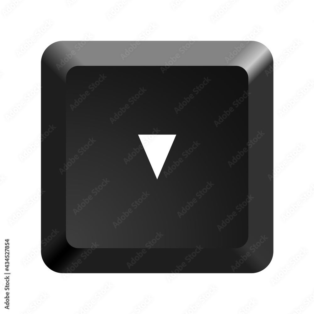Aufkleber button with down arrow symbol . black computer keyboard. icon vector illustration.