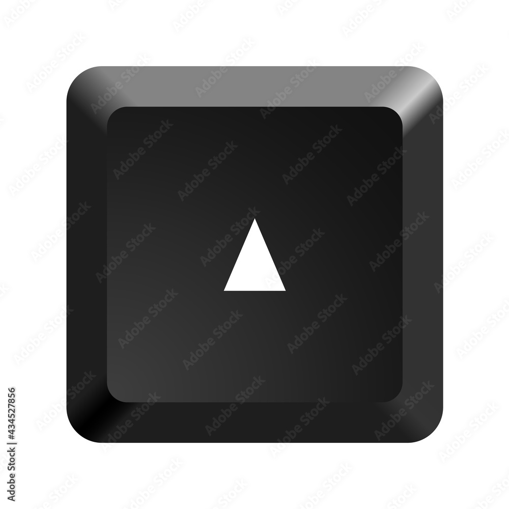 Poster Button with up arrow symbol . Black computer keyboard. Icon Vector Illustration.