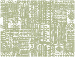 Obraz premium Artistic ikat pattern design border. Geometric folk ornament. Ink on clothes. Tribal vector texture. Seamless collage in Aztec style. Ethnic embroidery. Scandinavian, Gypsy, Mexican, African rug.