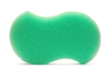 Behangcirkel New green bath sponge isolated on white background © dule964
