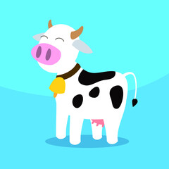 Happy cow. Vector child illustration 