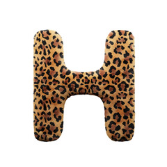 Leopard font letter H, leopard pattern, 3d render illustration 