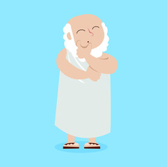 Obraz premium Classic Greek philosopher in cartoon style. Vector illustration. 