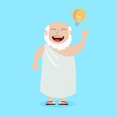 Classic Greek philosopher in cartoon style. Vector illustration. 