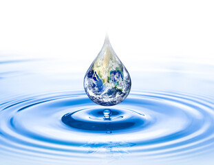 World day for water. Earth drop on ripple surface of water. Elements of this image furnished by...