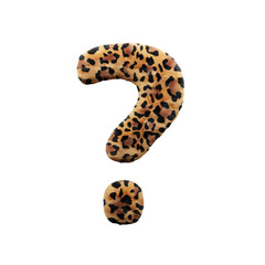 Leopard font symbol Question, leopard pattern, 3d render illustration 