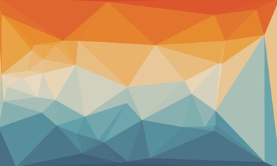 Minimal polygonal background in blue, red and orange colors